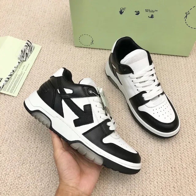 Off-White Arrow Black Low-Top Layered Leather-Mesh Lifestyle Sneakers 5