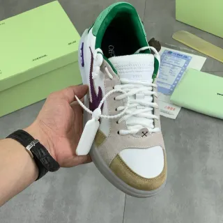 Off-White Beige Layered Suede And Leather Industrial Zip-Tie Detail Lifestyle Sneakers