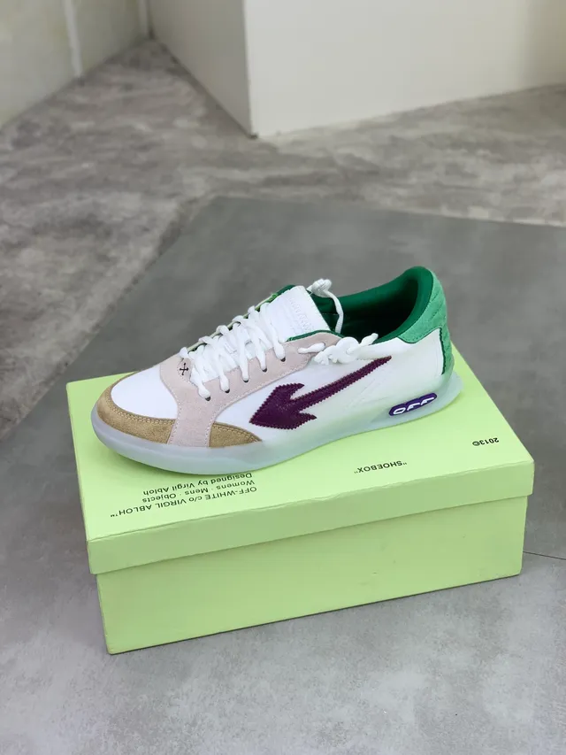 Off-White بيج سويد وجلد متعدد الطبقات تفاصيل الإغلاق الصناعي مع رباط زيب-تاي حذاء أسلوب حياة رياضي 4