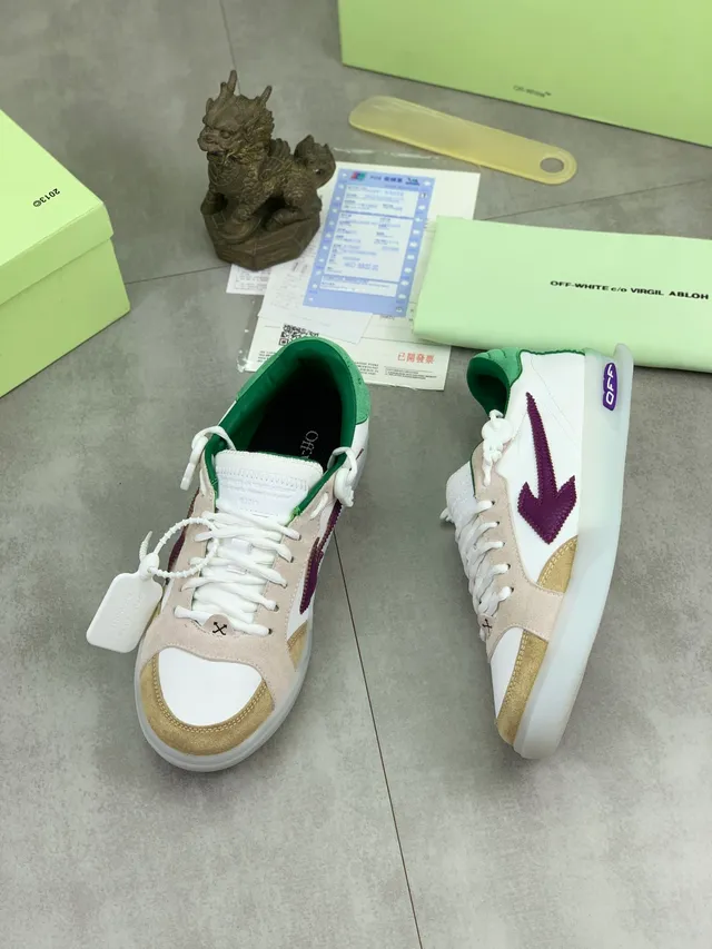Off-White بيج سويد وجلد متعدد الطبقات تفاصيل الإغلاق الصناعي مع رباط زيب-تاي حذاء أسلوب حياة رياضي 5