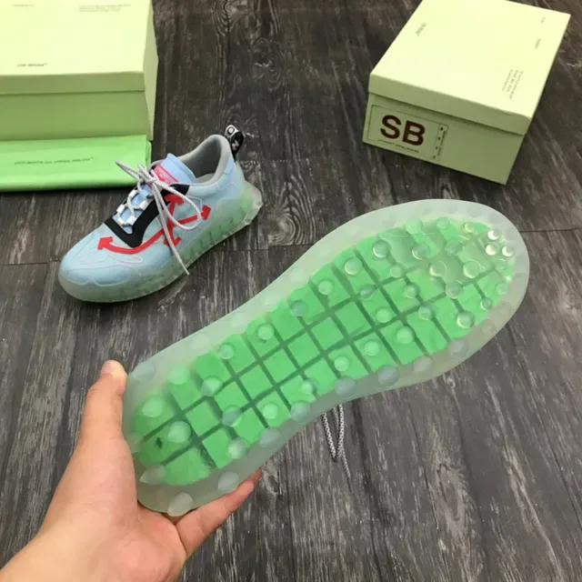 Off-White أزرق أحمر شبكي علوى سهم Zip-Tie حذاء رياضي سميك 2