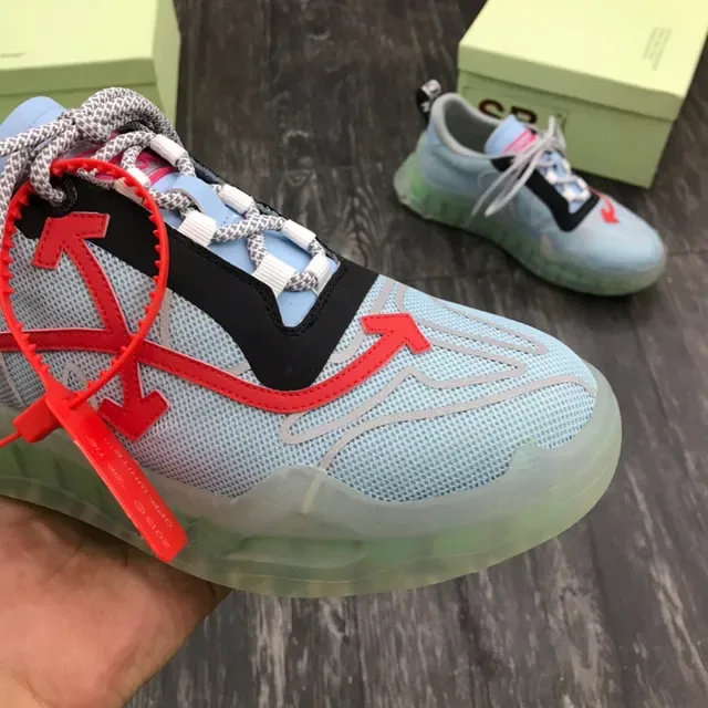 Off-White أزرق أحمر شبكي علوى سهم Zip-Tie حذاء رياضي سميك 5