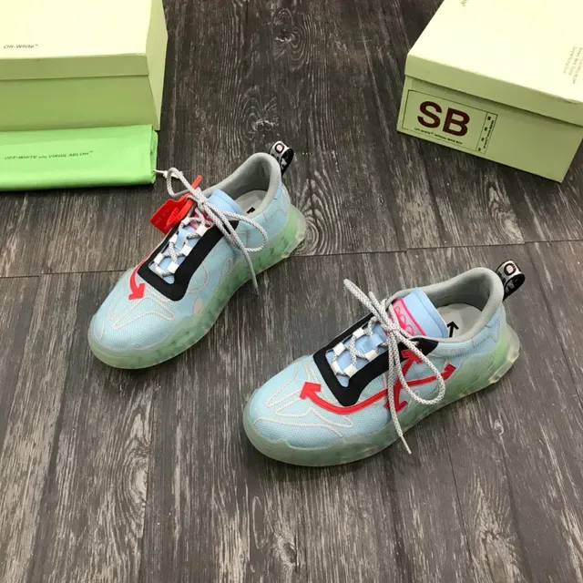 Off-White أزرق أحمر شبكي علوى سهم Zip-Tie حذاء رياضي سميك 7
