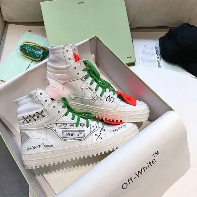 Off-White Chaussures Lifestyle Industrielles Flèche Diagonale Blanc Vert Hautes 2