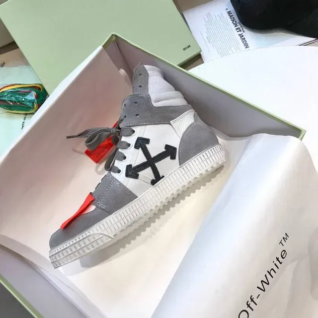 Off-White Chaussures Lifestyle Industrielles Flèche Diagonale Blanc Vert Hautes 3