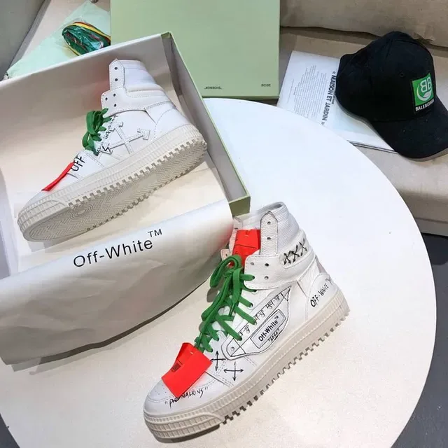 Off-White Chaussures Lifestyle Industrielles Flèche Diagonale Blanc Vert Hautes 4