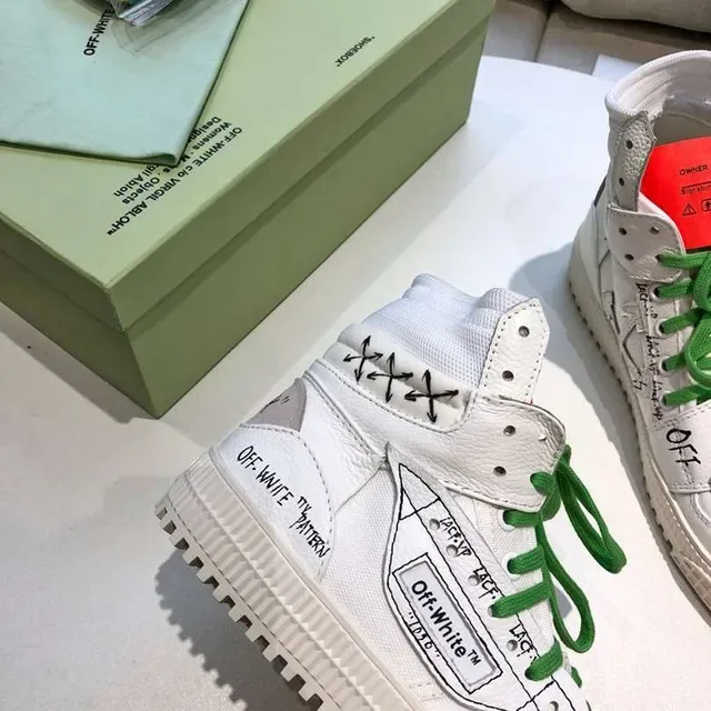 Off-White Chaussures Lifestyle Industrielles Flèche Diagonale Blanc Vert Hautes 5