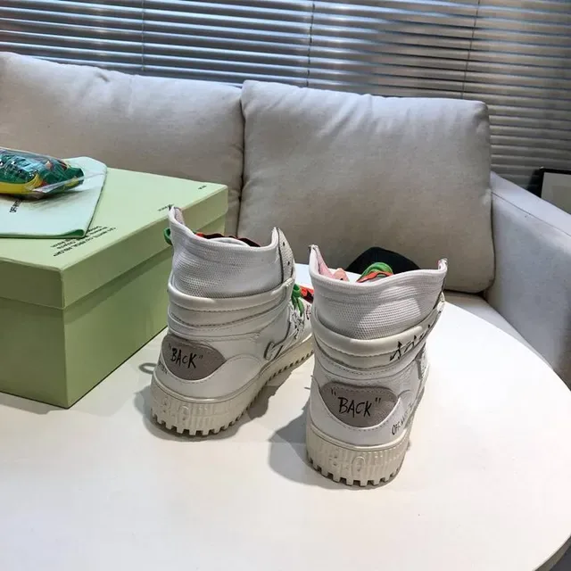 Off-White Chaussures Lifestyle Industrielles Flèche Diagonale Blanc Vert Hautes 6