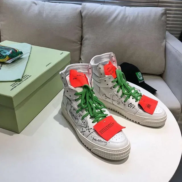 Off-White Chaussures Lifestyle Industrielles Flèche Diagonale Blanc Vert Hautes 7