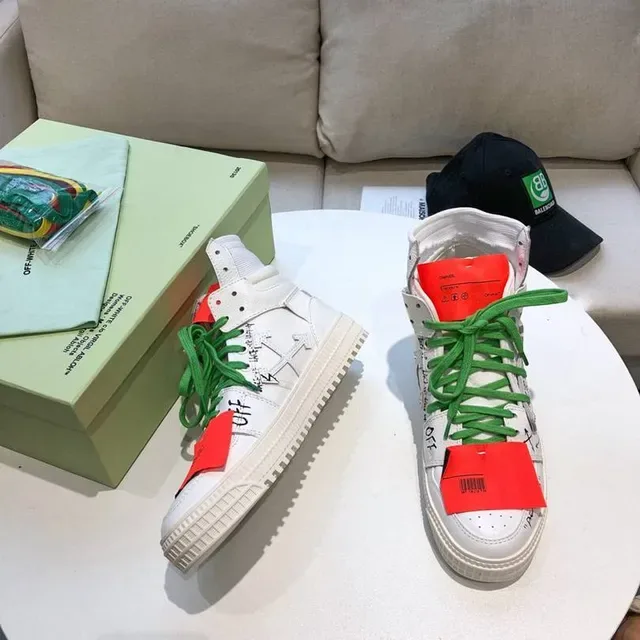 Off-White Chaussures Lifestyle Industrielles Flèche Diagonale Blanc Vert Hautes 8