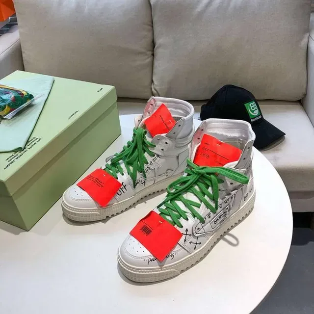 Off-White Chaussures Lifestyle Industrielles Flèche Diagonale Blanc Vert Hautes 9
