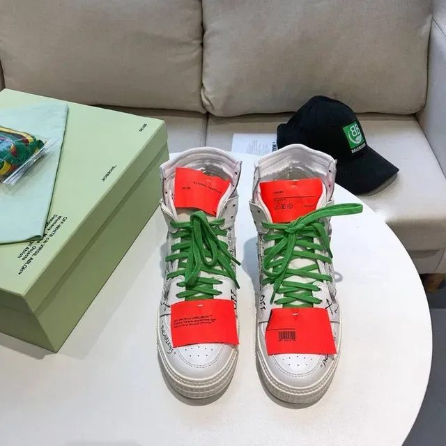 Off-White Chaussures Lifestyle Industrielles Flèche Diagonale Blanc Vert Hautes 10