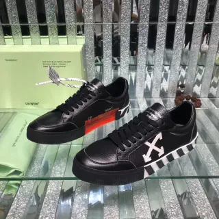 Off-White Industrial Low Black Leather Upper Lifestyle Sneakers