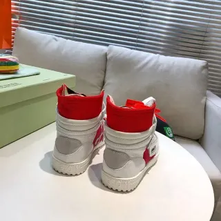 Off-White OFF2021 White and Red Zip-Collar Lifestyle Sneakers