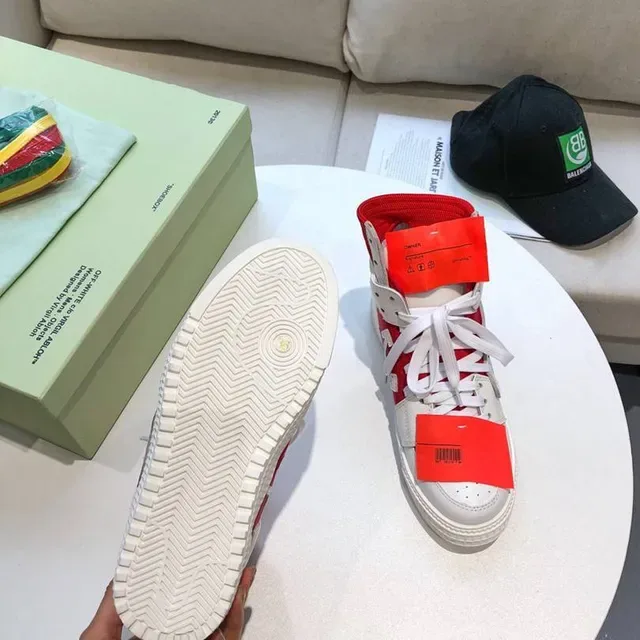 Off-White OFF2021 Sneakers Lifestyle Blanc et Rouge avec Col Zip 3