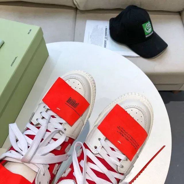 Off-White OFF2021 Sneakers Lifestyle Blanc et Rouge avec Col Zip 5