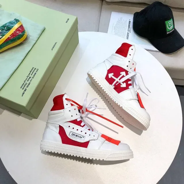 Off-White OFF2021 Sneakers Lifestyle Blanc et Rouge avec Col Zip 6