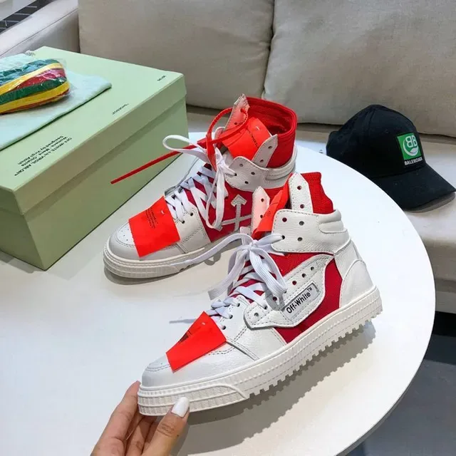 Off-White OFF2021 Sneakers Lifestyle Blanc et Rouge avec Col Zip 7