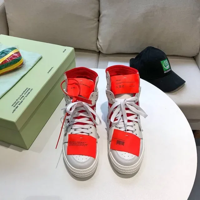 Off-White OFF2021 Sneakers Lifestyle Blanc et Rouge avec Col Zip 9