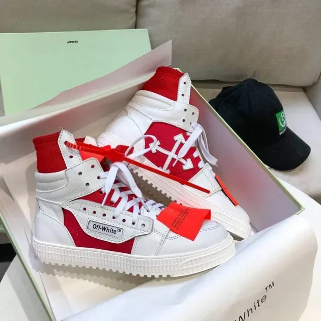 Off-White OFF2021 Sneakers Lifestyle Blanc et Rouge avec Col Zip 10