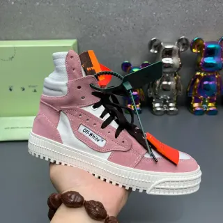 Off-White Pink High-Top Suede-and-Canvas Lifestyle Sneakers