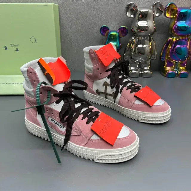 Off-White Pink High-Top Suede-and-Canvas Lifestyle Sneakers 6
