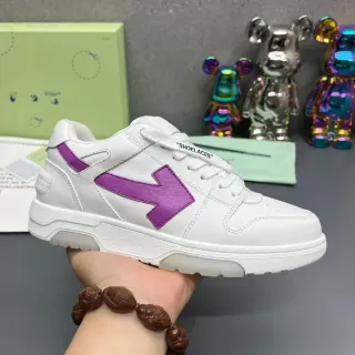 Off-White Purple Low-Top Layered Leather Upper Lifestyle Sneakers
