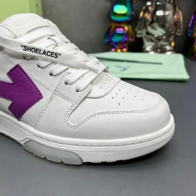 Off-White Purple Low-Top Layered Leather Upper Lifestyle Sneakers 6