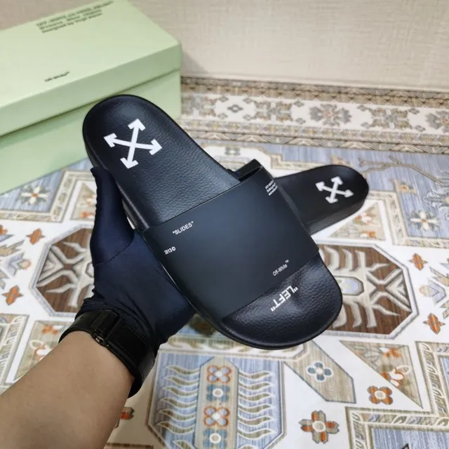 Off-White Slide Black Logo-Printed Single-Strap Slippers 2