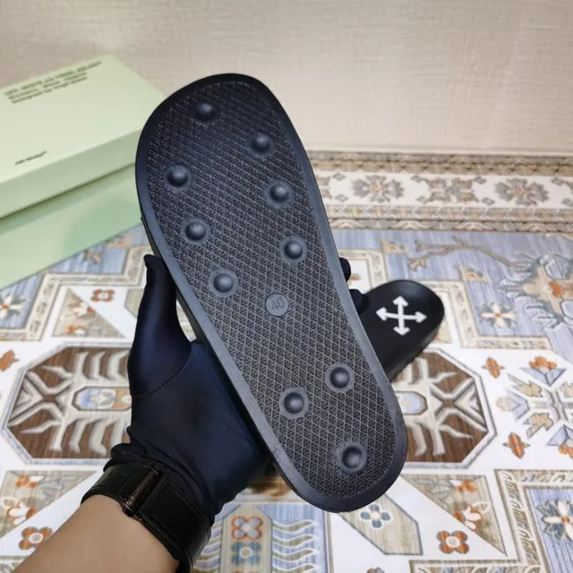 Off-White Slide Black Logo-Printed Single-Strap Slippers 3