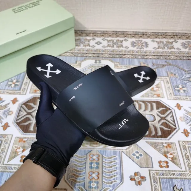 Off-White Slide Black Logo-Printed Single-Strap Slippers 4