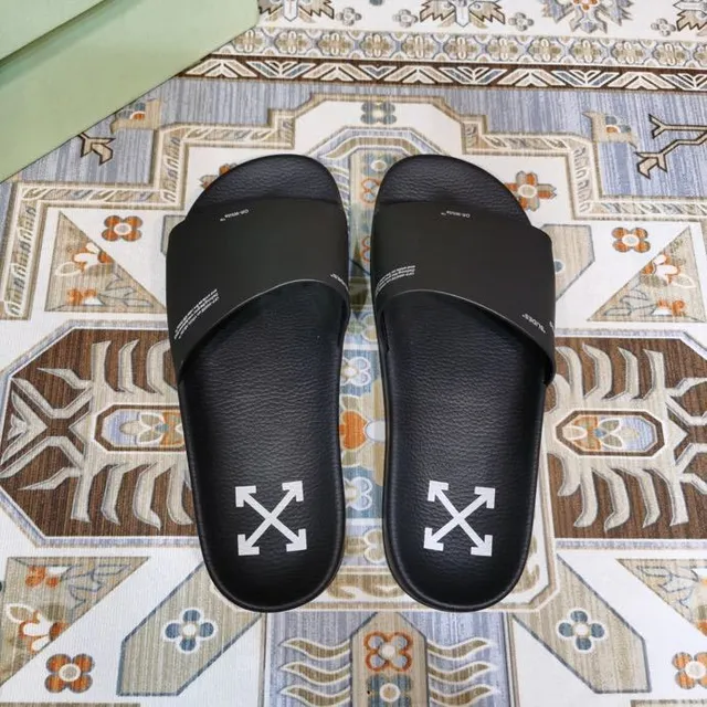 Off-White Slide Black Logo-Printed Single-Strap Slippers 7