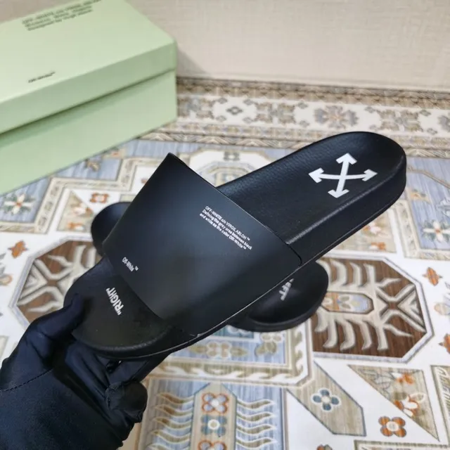 Off-White Slide Black Logo-Printed Single-Strap Slippers 9