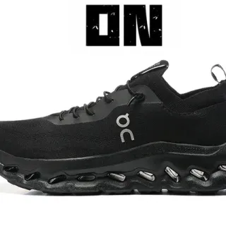 On Black Silver Knit Upper Podded Midsole Running Shoes