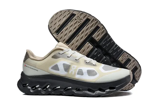 On Tênis Corrida Preto Branco Malha Engineered Superior Aberto Hexagonal CloudTec Pods 19