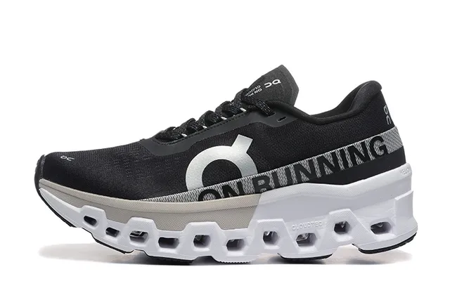 On Cloudmonster Chaussures de course Noir Blanc Gris 5