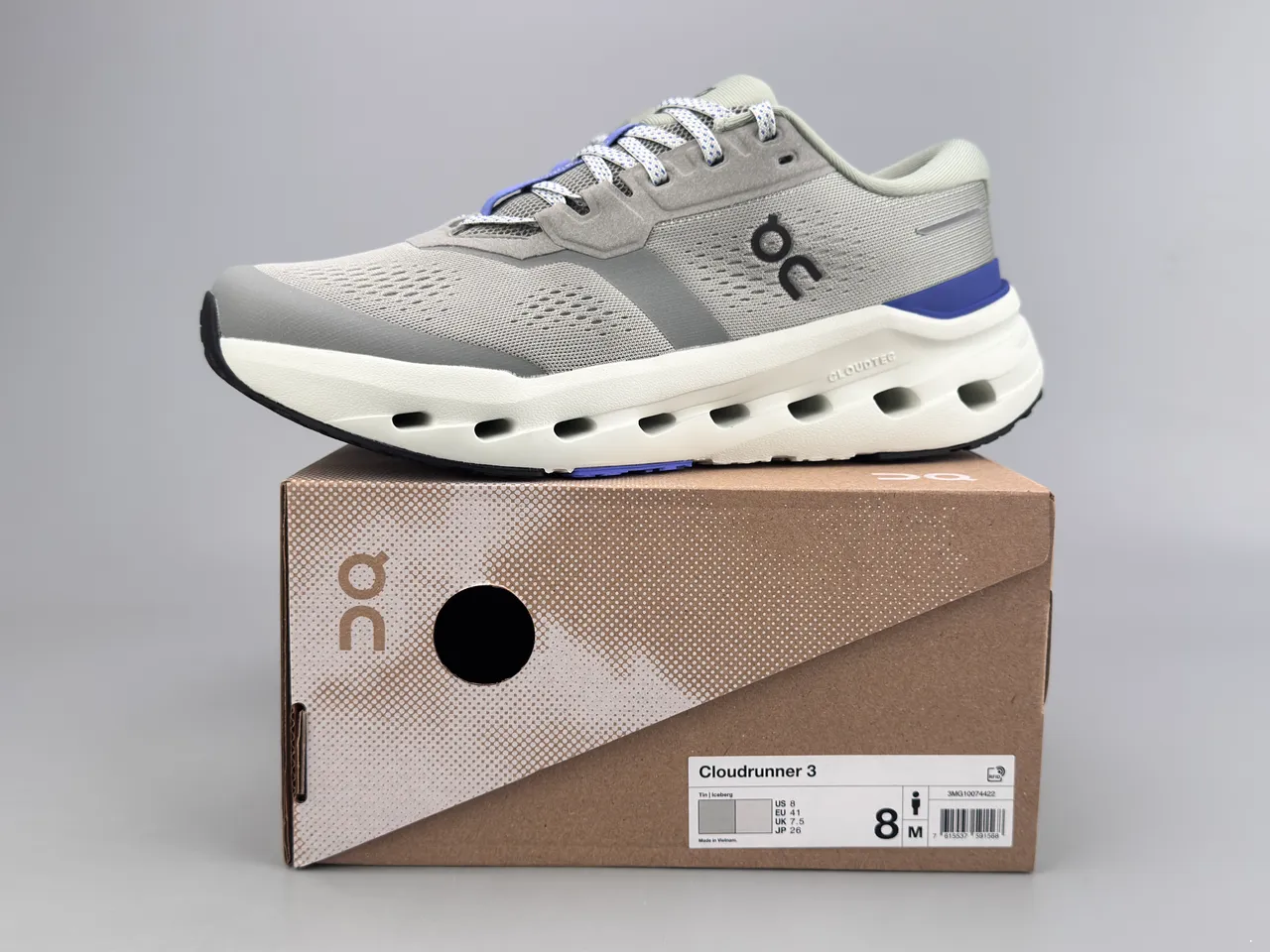 On Cloudmonster Chaussures de course grises et bleues 6