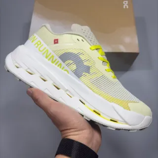 On Cloudmonster Pale Yellow and White Lifestyle Sneakers