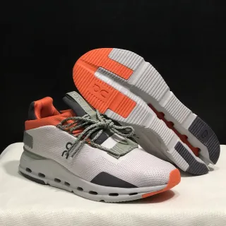 On Cloudmonster White Orange Gray Lifestyle Sneakers