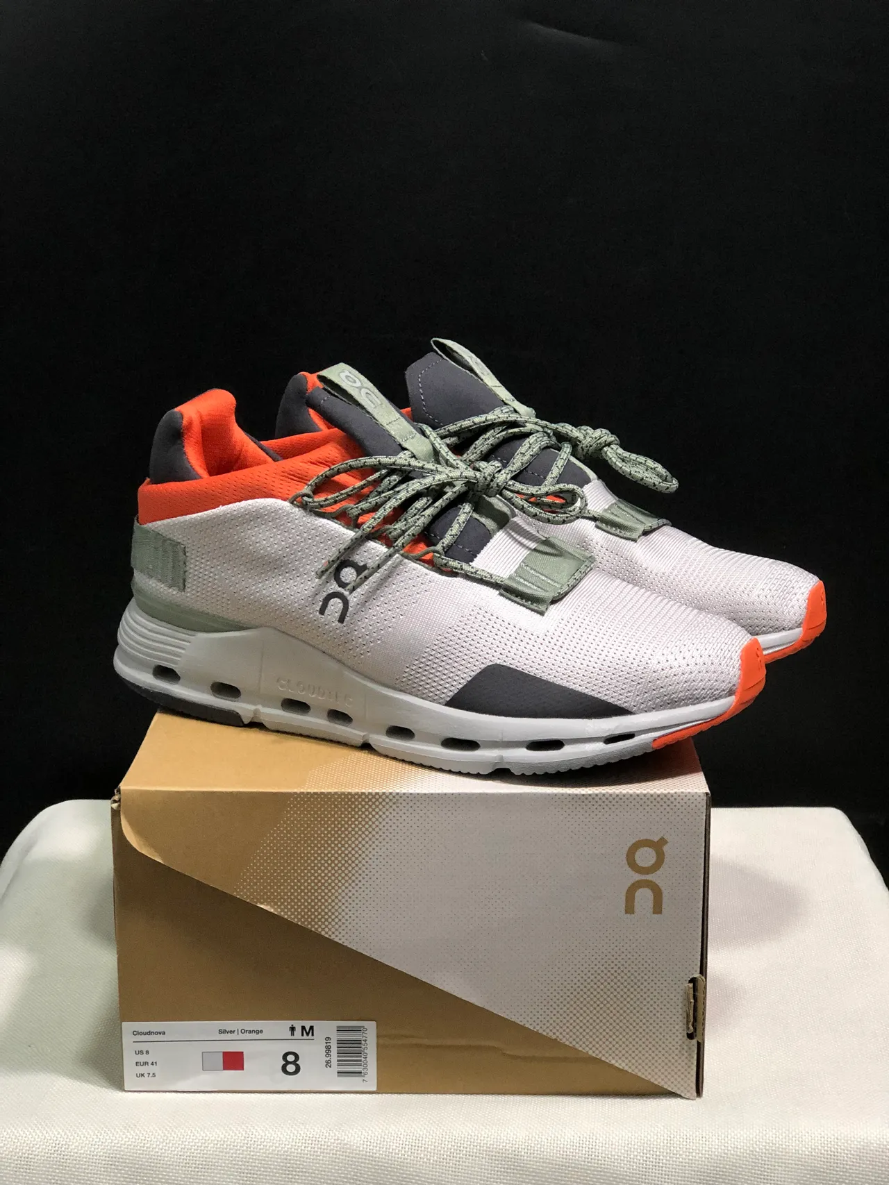 On Cloudmonster White Orange Gray chaussures lifestyle 2