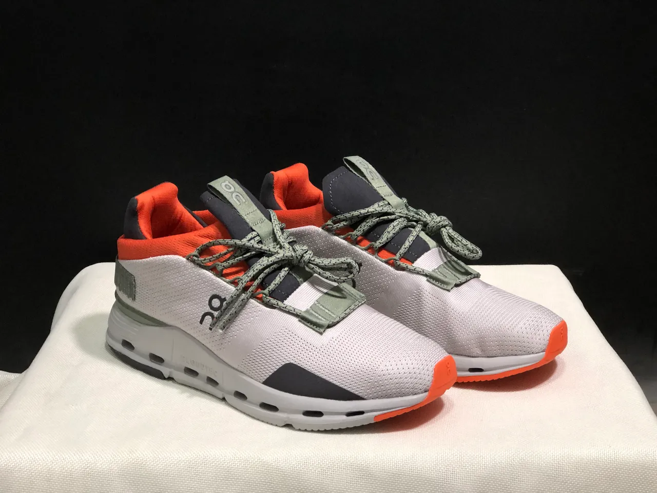 On Cloudmonster White Orange Gray chaussures lifestyle 5