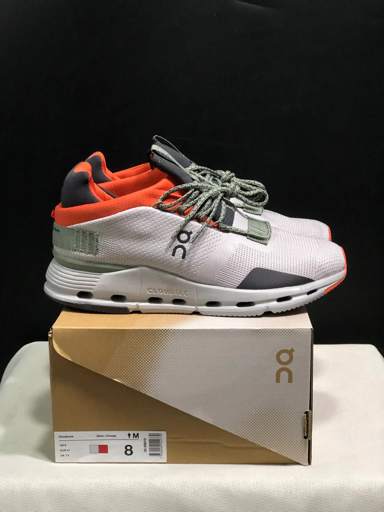On Cloudmonster White Orange Gray chaussures lifestyle 6