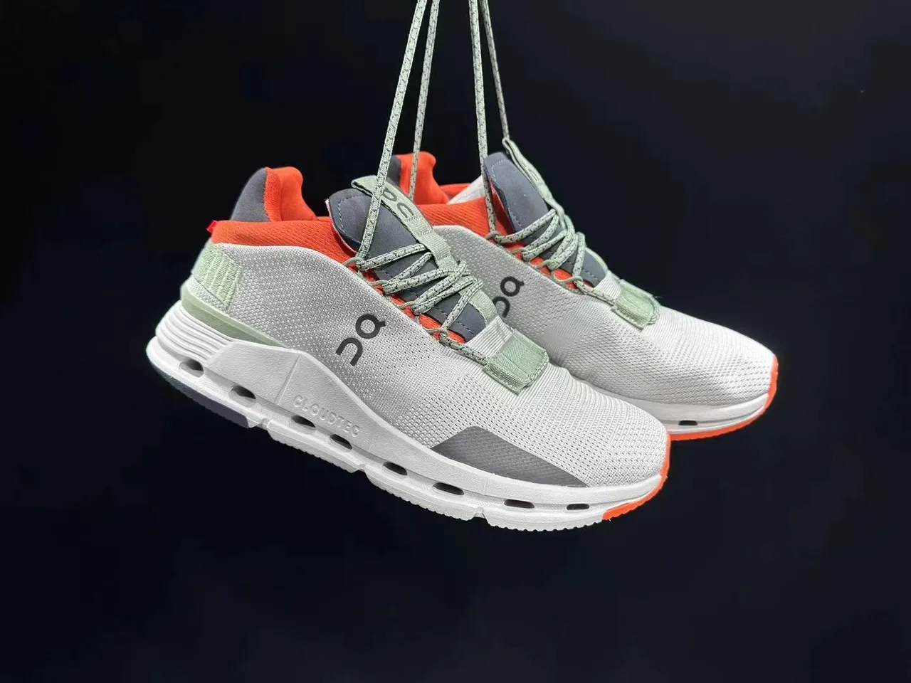 On Cloudmonster White Orange Gray chaussures lifestyle 9