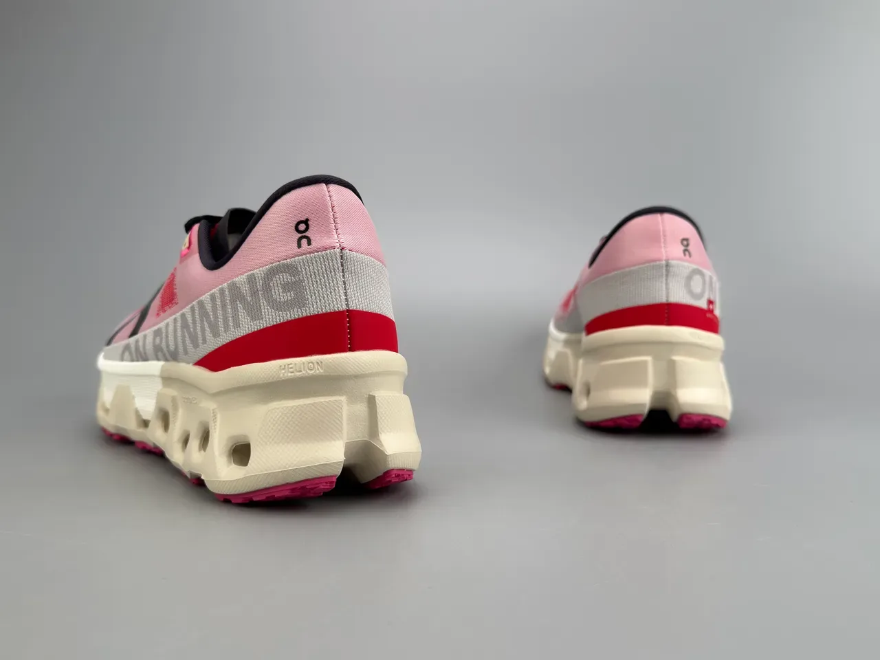On Pink Red Engineered Mesh Upper Open Hexagonal CloudTec Midsole Running Shoes 6