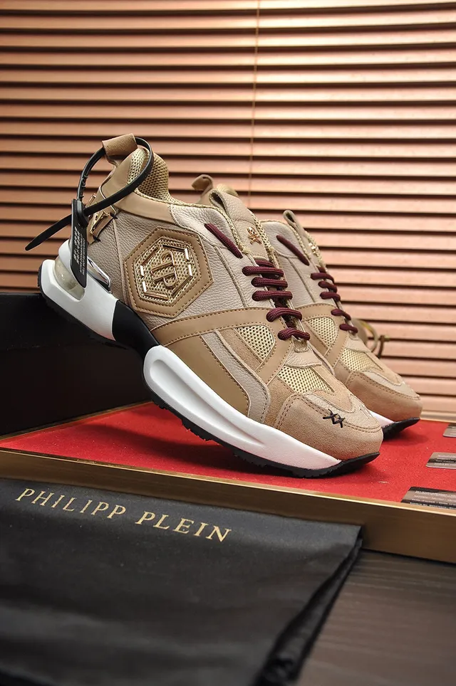 Philipp Plein Active Beige Semelle Borgogne Plaque Logo Hexagonal Baskets Chunky 8