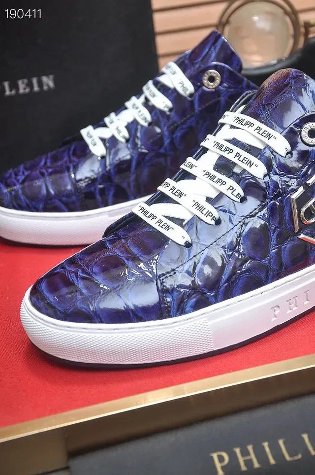 Philipp Plein Croc-Embossed নীল ও সাদা লাইফস্টাইল স্নিকার 3