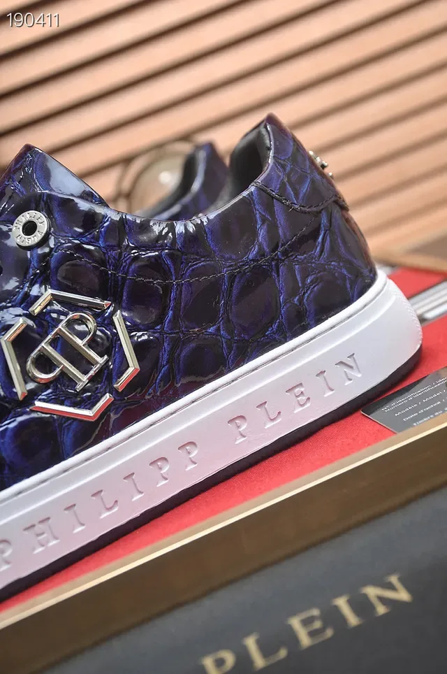 Philipp Plein Croc-Embossed নীল ও সাদা লাইফস্টাইল স্নিকার 4