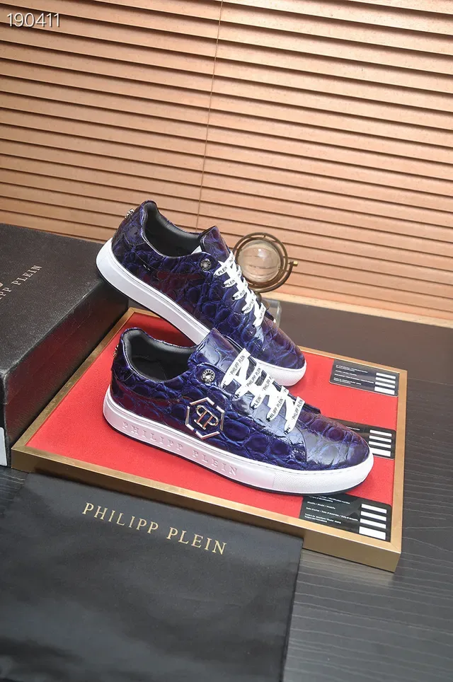 Philipp Plein Croc-Embossed নীল ও সাদা লাইফস্টাইল স্নিকার 6