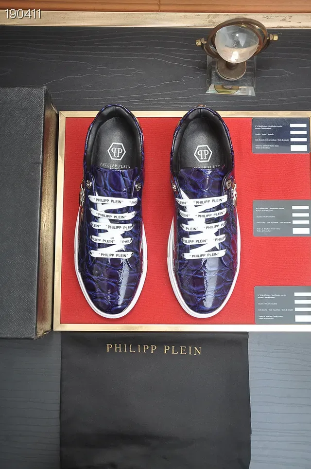 Philipp Plein Croc-Embossed নীল ও সাদা লাইফস্টাইল স্নিকার 7