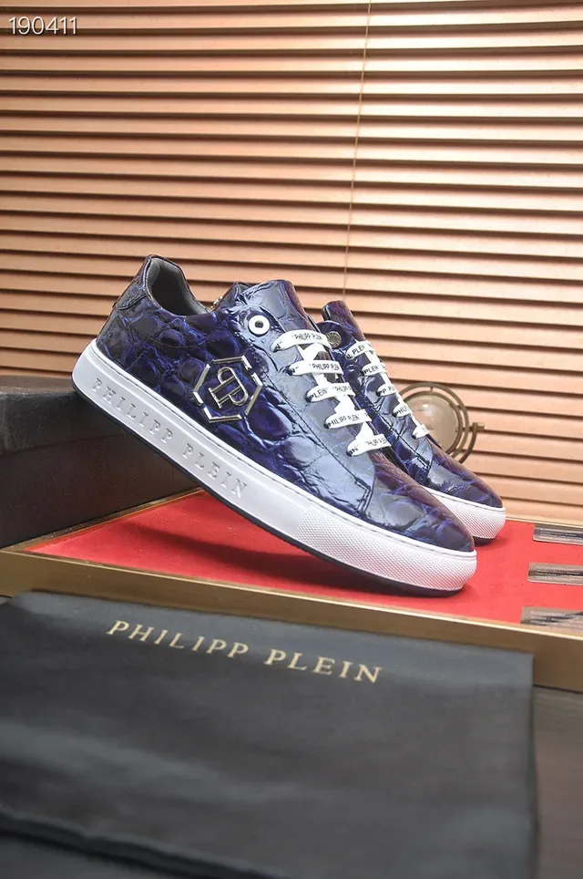 Philipp Plein Croc-Embossed নীল ও সাদা লাইফস্টাইল স্নিকার 8